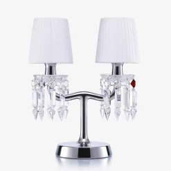 Lampes De Table Et Bureau-Baccarat Lampe Zénith Nomade Chrome (02L) & Abat-Jour S | France