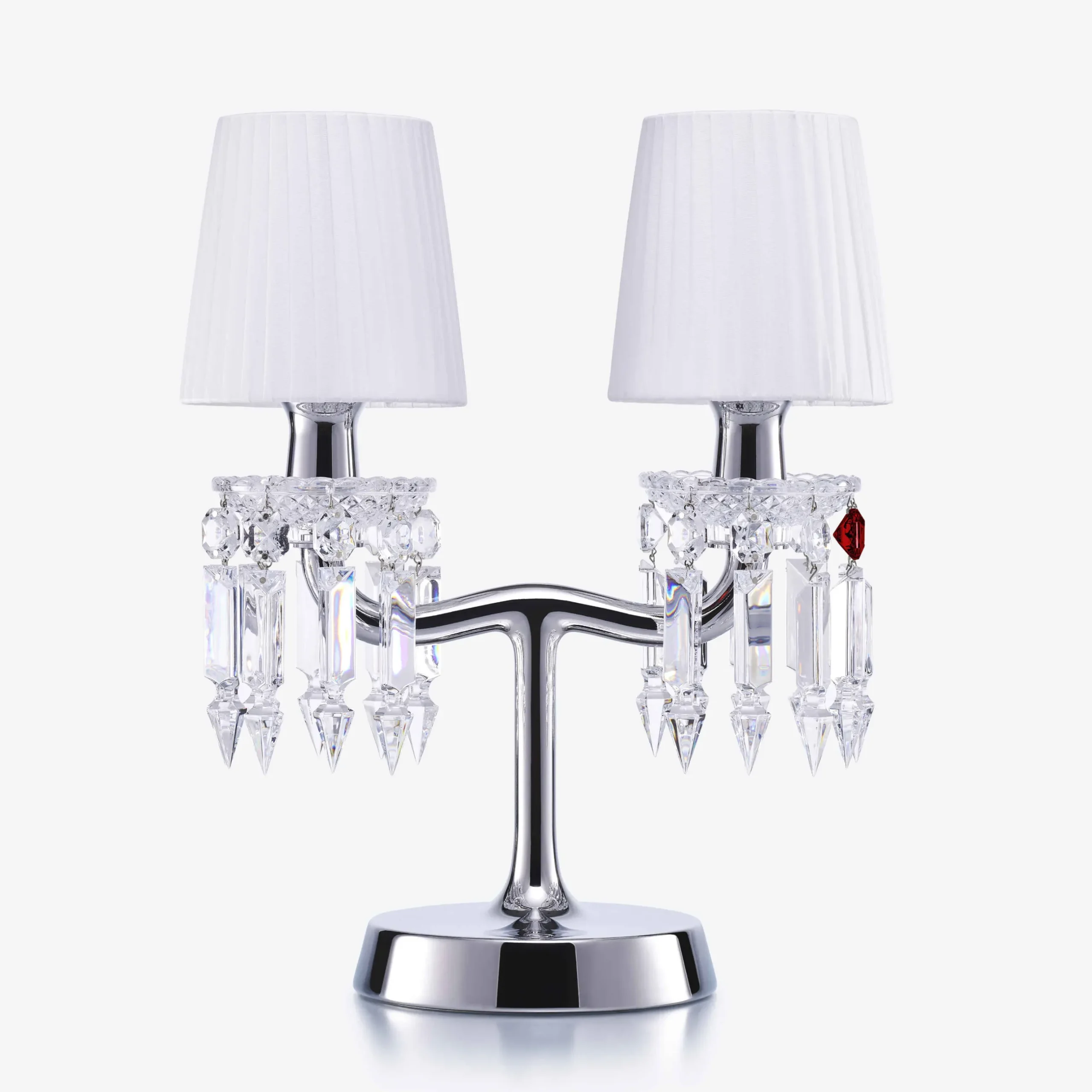 Lampes De Table Et Bureau-Baccarat Lampe Zénith Nomade Chrome (02L) & Abat-Jour S | France