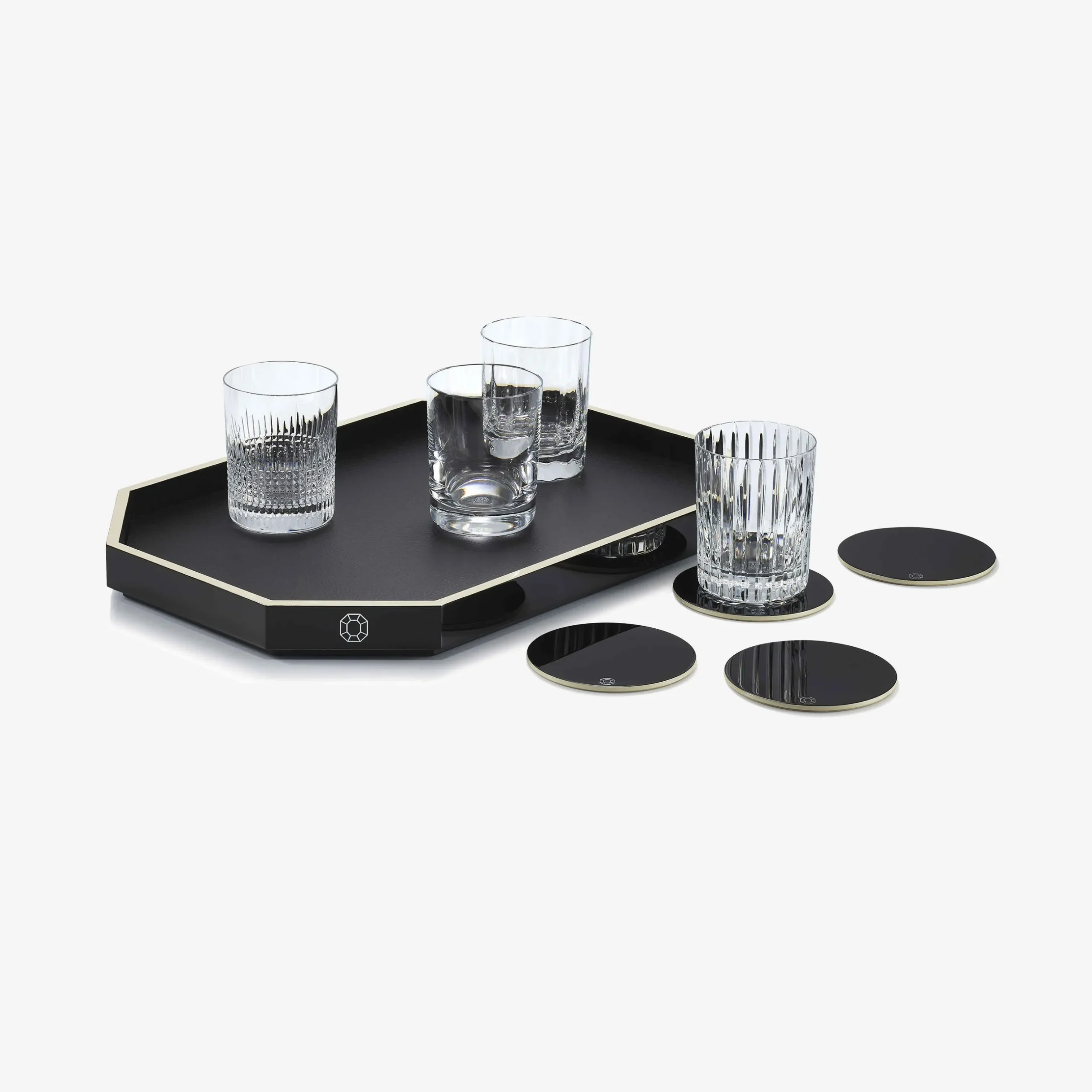 Plateaux Et Dessous De Verre-Baccarat Plateau Octogone M & Dessous De Verre X4 & Coffret Gobelets 4 Eléments | France Rouge