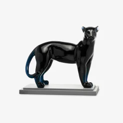 Sculptures Animalières Et Prestige-Baccarat Sculpture Grande Panthère Bleu Nuit