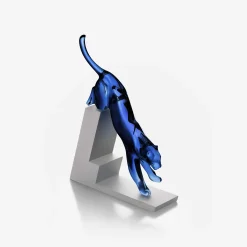 Sculptures Animalières Et Prestige-Baccarat Sculpture Panthère Le Saut Bleu Nuit